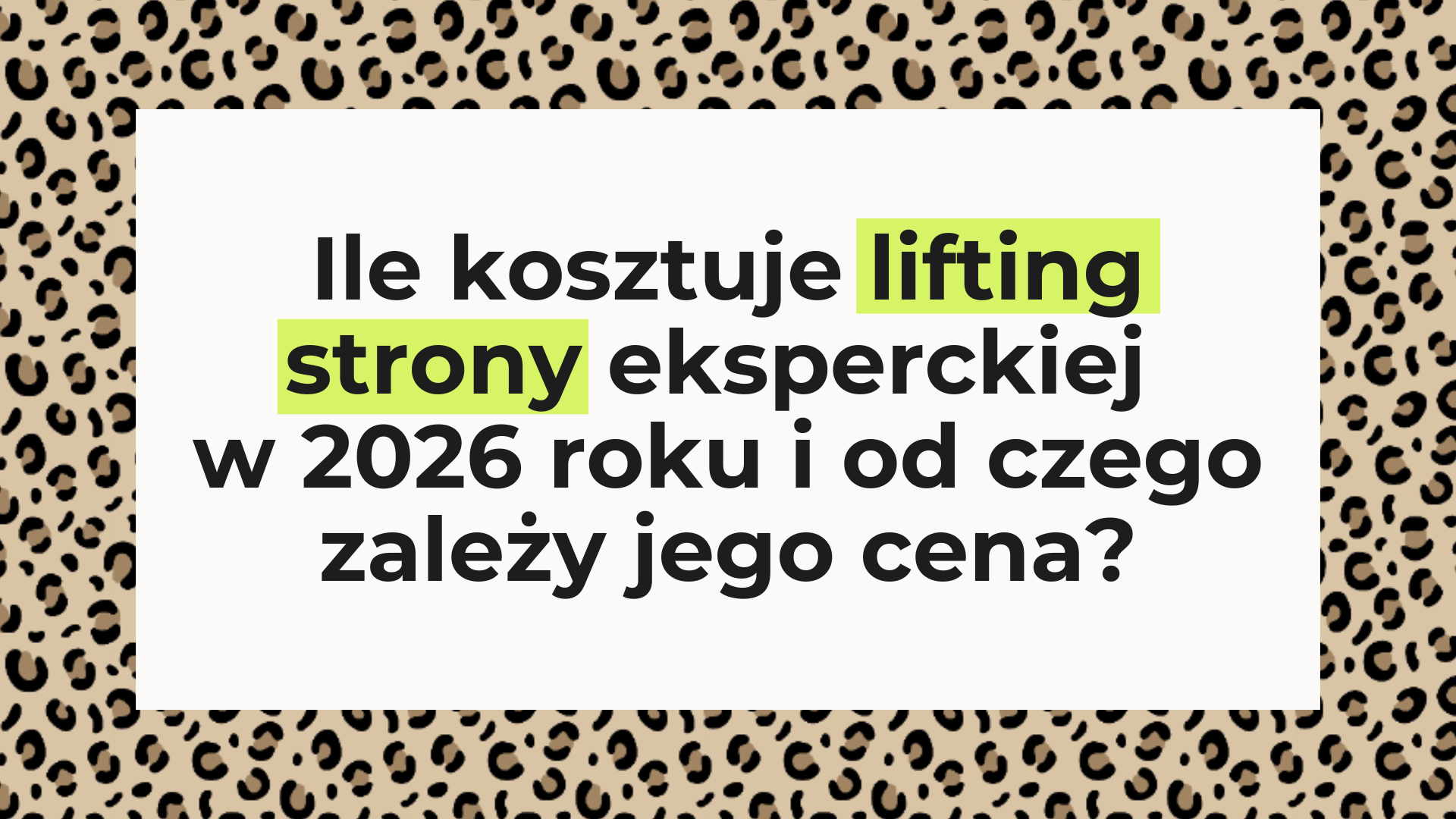 Ile kosztuje lifting strony eksperckiej